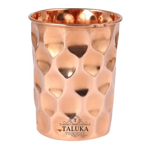 Taluka 38 X 28 Inch Set of 3 Hammered Diamond Copper Glass Tumble Drink Ware Serveware Health Benefits 300 ML - Image 2