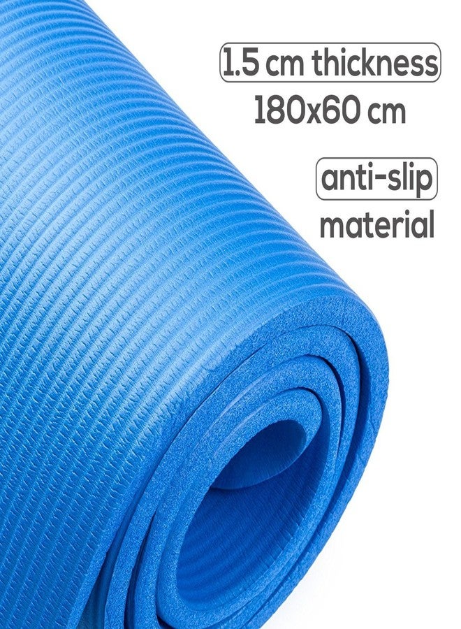 كوبو بساط يوغا Kobo NBR Athletica - بساط تمارين سميك متعدد الاستخدامات، مانع للانزلاق ومقاوم للتمزق. مثالي لليوغا الساخنة، والتمارين الرياضية في الصالات الرياضية، والتمارين المنزلية، والبيلاتس، والعلاج الطبيعي، والتخييم. يتضمن حزام حمل (15 مم، أزرق). - Image 2
