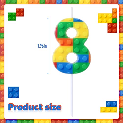 Rossesay Building Block Number 0-9 Birthday Cake Candle Numeral Birthday Sparkler Candles for Building Block Cake Topper for Party Decorations Supplies(Number 8) - Image 2