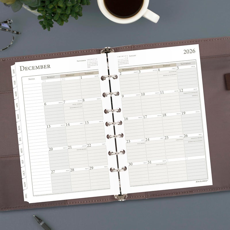 AT-A-GLANCE 2026 Planner Refill, Weekly & Monthly, 5.5" x 8.5", Desk Size 4, Column Style, Loose-Leaf (481-485-26) - Image 3