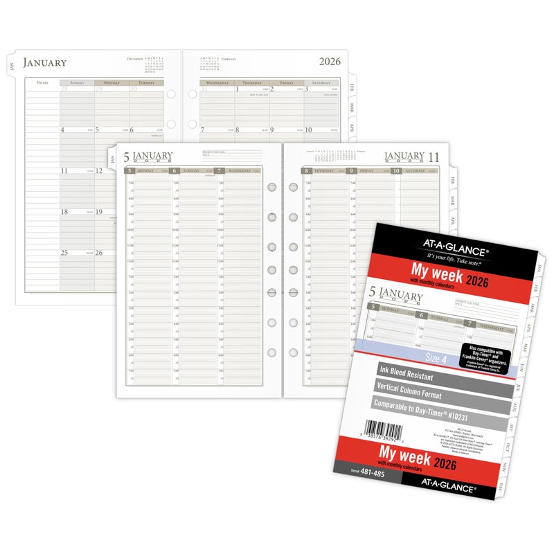 AT-A-GLANCE 2026 Planner Refill, Weekly & Monthly, 5.5" x 8.5", Desk Size 4, Column Style, Loose-Leaf (481-485-26) - Image 5