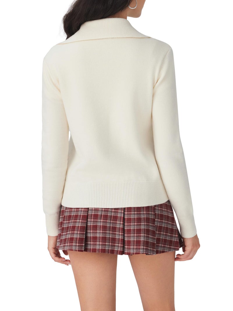 CIDER Cute Heart Button Cardigan Women Crew Neck Knit Sweater Fall Cardigan Long Sleeve Casual Classic Sweaters Beige - Image 5