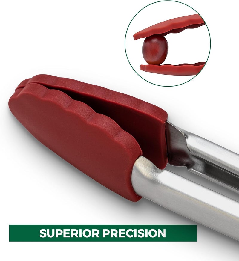 Freshware Stainless Steel Kitchen Tongs for Cooking with Silicone Tips, Silicone Tong for Grilling, Serving Food and Kitchen Essentials, 9" & 12" Silicone Tongs, Set of 2 - Image 3