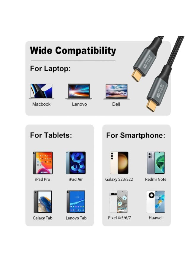 Peachjoy Short USB C to USB C Cable, 6FT USB 3.2 Gen 2 USB C Cable Short, 20Gbps Data Transfer and 100W PD Type C to Type C Fast Charger Cable Support 8K@60Hz Video for Thunderbolt 3,MacBook Pro. - Image 4