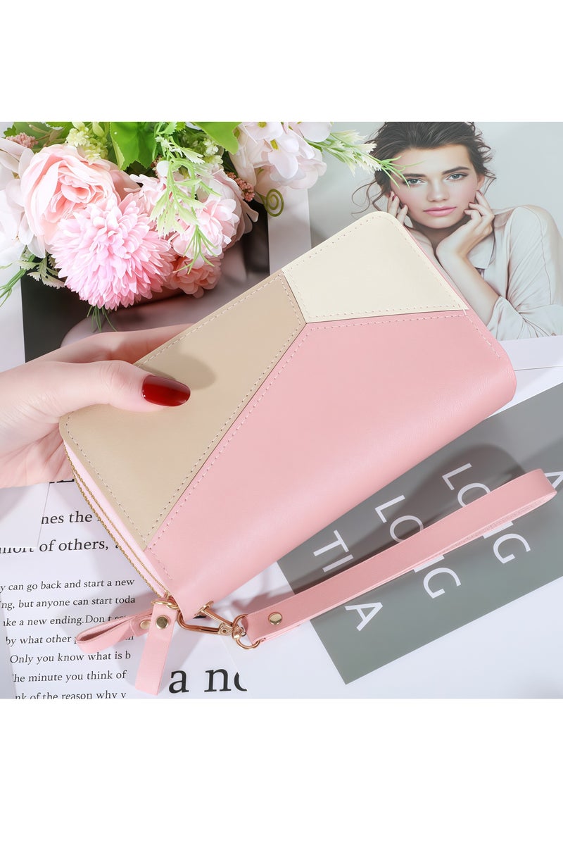 Generic Ladies Purse Wallet PU Leather Long Women Wallet Card Holder Organizer Wallet Wristlet Clutch Wallet with Zipper Pocket Coin Purse Phone Wallet with Tassel and Pendant (Pink)  - Image 3