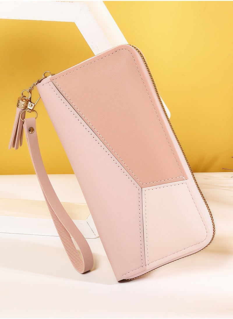Generic Ladies Purse Wallet PU Leather Long Women Wallet Card Holder Organizer Wallet Wristlet Clutch Wallet with Zipper Pocket Coin Purse Phone Wallet with Tassel and Pendant (Pink)  - Image 5