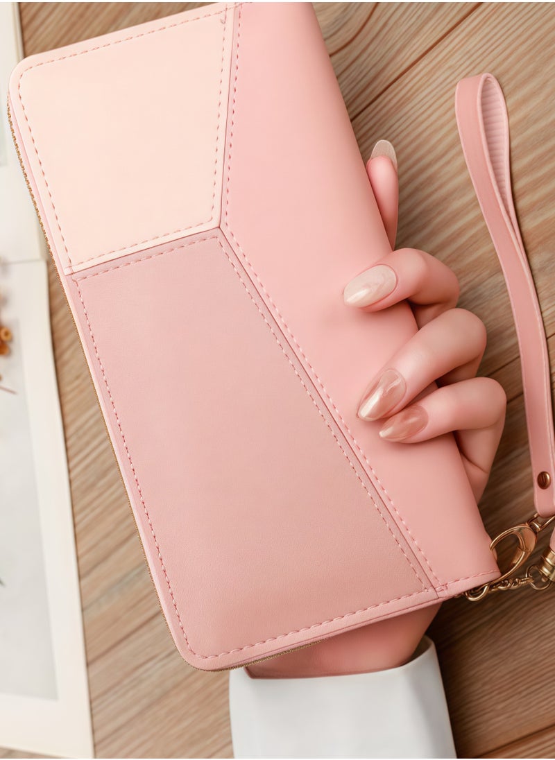 Generic Ladies Purse Wallet PU Leather Long Women Wallet Card Holder Organizer Wallet Wristlet Clutch Wallet with Zipper Pocket Coin Purse Phone Wallet with Tassel and Pendant (Pink)  - Image 2