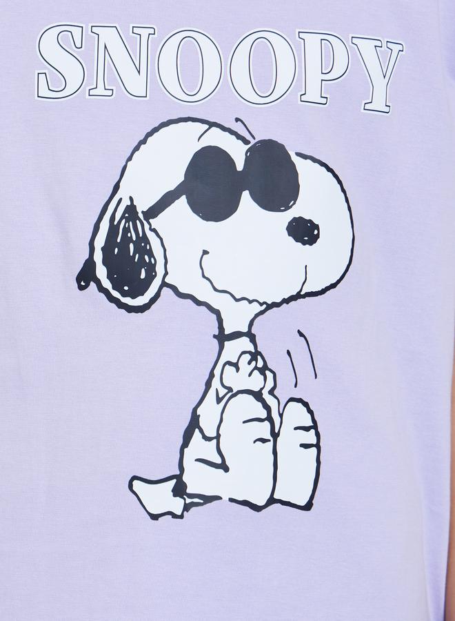 Styli Teens Lilac Snoopy Print T-Shirt and Pyjama Set - Image 3
