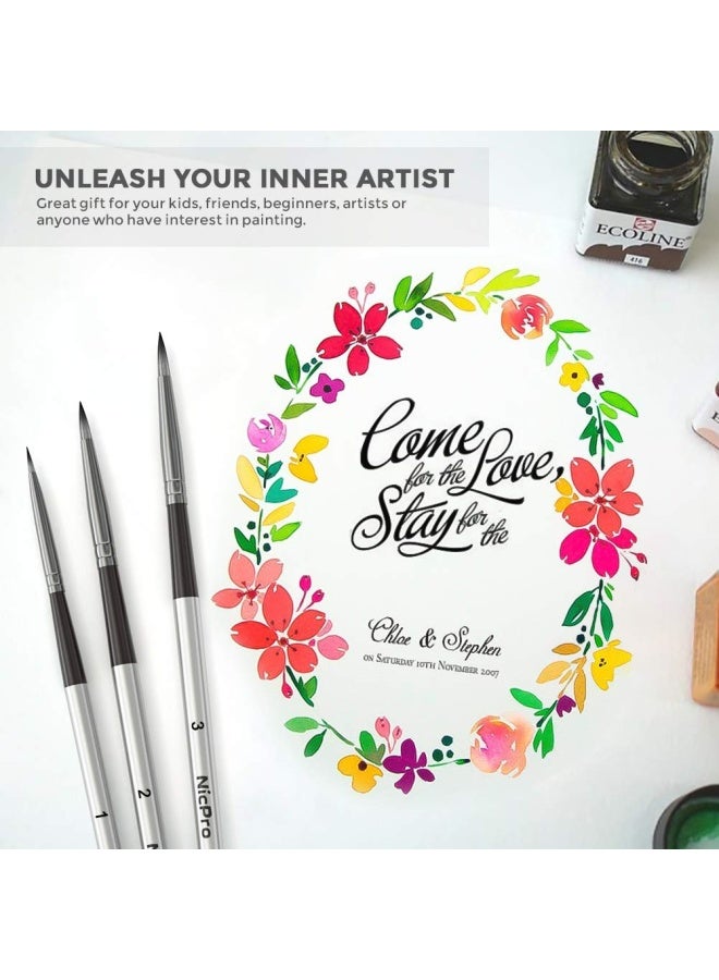 Nicpro مجموعة فرش رسم دائرية مكونة من 10 قطع للفنانين فرش للرسم بالألوان المائية والأكريليك والزيت - Image 2