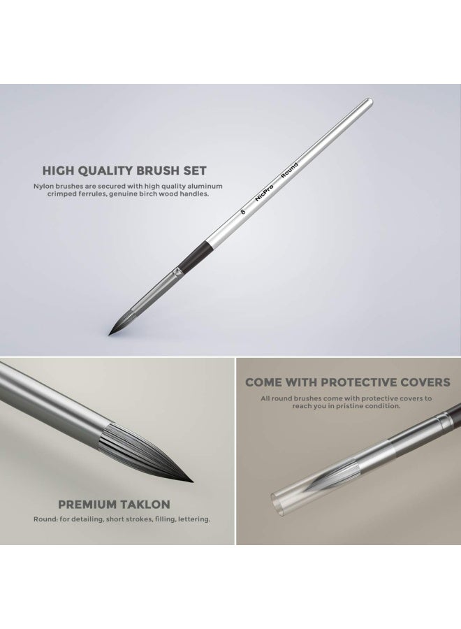 Nicpro مجموعة فرش رسم دائرية مكونة من 10 قطع للفنانين فرش للرسم بالألوان المائية والأكريليك والزيت - Image 5