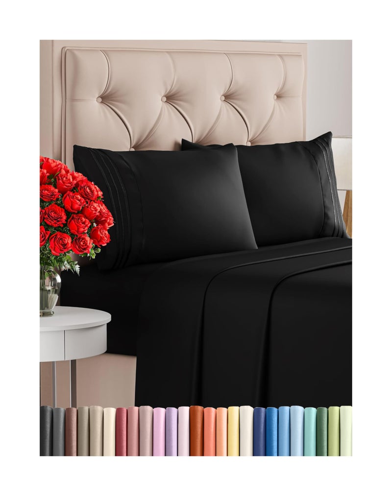 CGK Unlimited Full Size 4 Piece Sheet Set  Comfy Breathable  Cooling Bed Sheets Set  Hotel Luxury Bedding for Women Men Kids  Teens  Deep Pockets Easy Secure Fit Soft and Wrinkle Free  OekoTex  Black