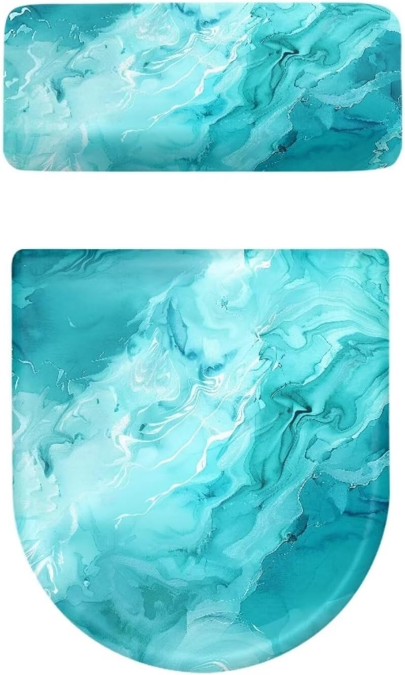 Vanideaoty Marble Toilet Seat Cover Stretch Fabric Bathroom Decor Blue Toilet Tank Seat Cover Fits Most Size Lids Washable - Image 5