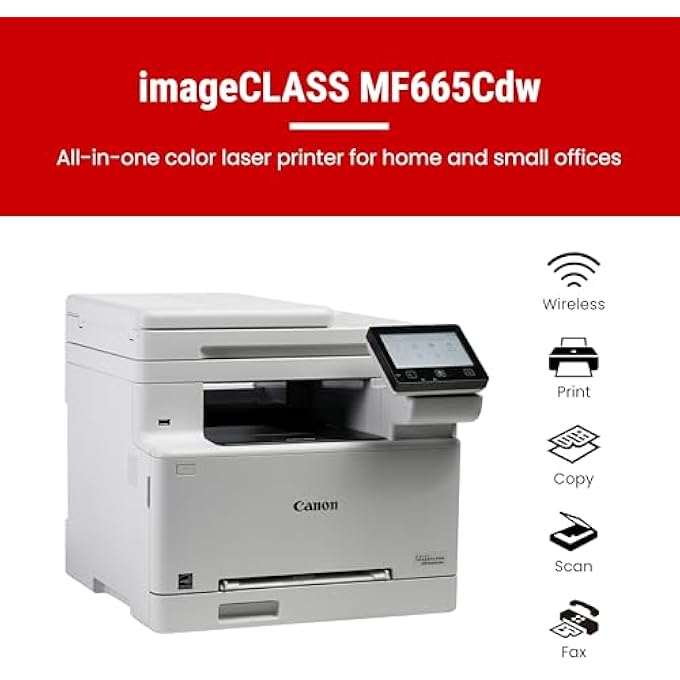 COLOR IMAGECLASS MF665CDW WIRELESS LASER PRINTER FOR DUPLEX PRINTING, WHITE - ALL-IN-ONE HOME OFFICE, SMALL OFFICE PRINTER WITH COPIER/SCANNER/FAX, AUTO FEEDER, 3 YEAR LIMITED WARRANTY, 26 PPM - Image 3