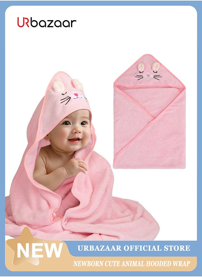 URbazaar Kids Hooded Bath Towel, Super Soft and Absorbent Natural Microfiber for Baby Girls and Boys (105*105Pink)  - Image 1