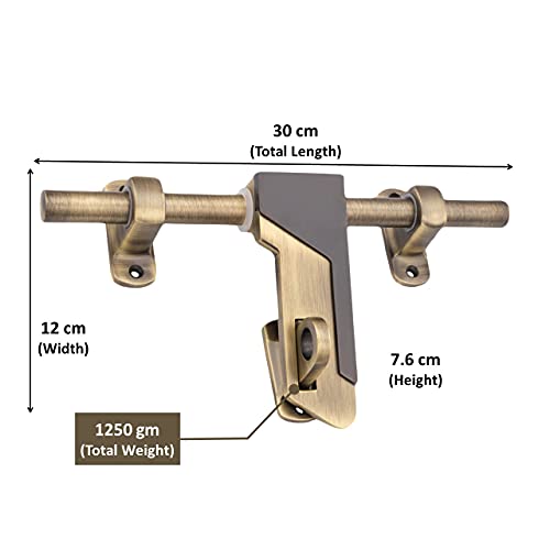 Atom 12 Inch Zinc Aldrop | Fancy Aldrop for Door Fittings Kit, Door Accessories | Brass Antique Finish (WZA008) - Image 3