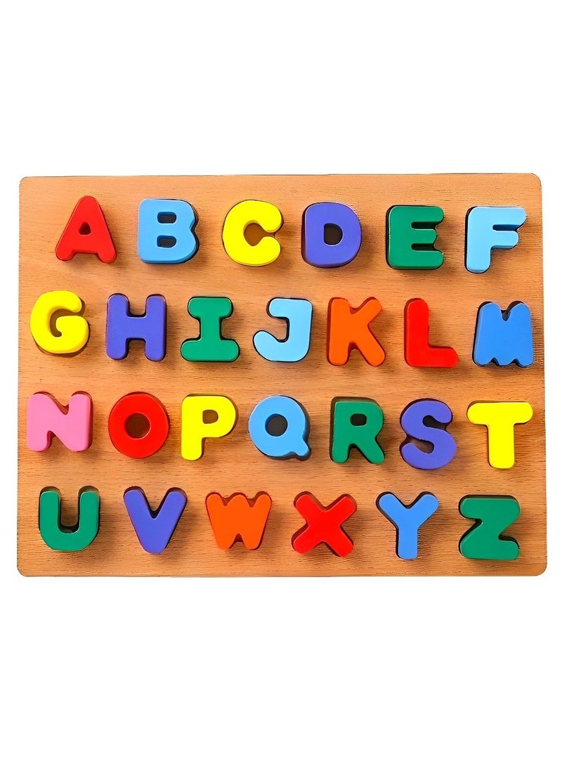 Wooden Interactive Jigsaw Puzzles for Toddlers Kids, Early Learning Educational Toys, Montessori Childhood Toys Gifts for Boys & Girls,  Capital Letters Pattern  - Image 1
