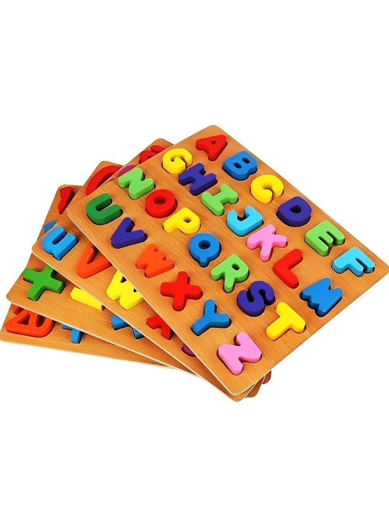 Wooden Interactive Jigsaw Puzzles for Toddlers Kids, Early Learning Educational Toys, Montessori Childhood Toys Gifts for Boys & Girls,  Capital Letters Pattern  - Image 5