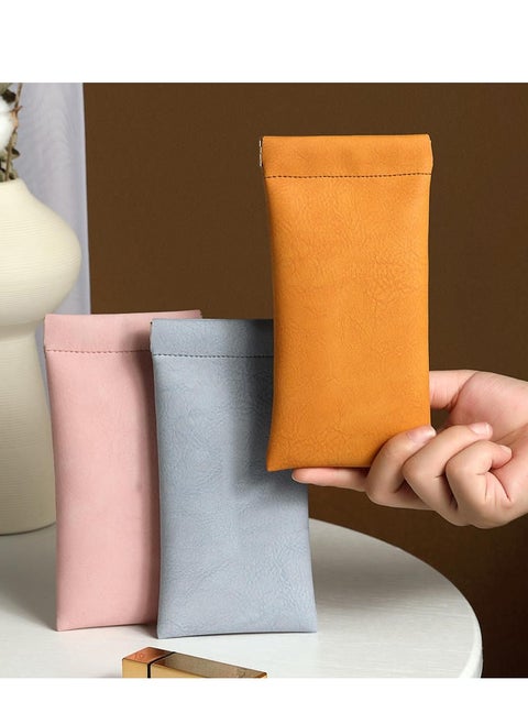 Squeeze Leather Sunglasses Pouch - 3 Pack Storage Glasses Pouch