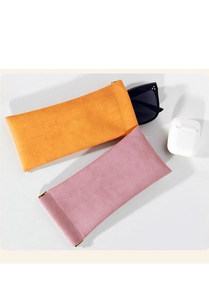 Squeeze Leather Sunglasses Pouch - 3 Pack Storage Glasses Pouch
