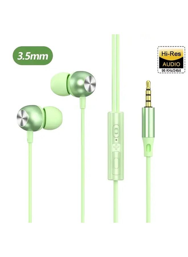 Green 3 5mm Wired Headphones With Microphone Type C And DAC For Samsung Galaxy S24 S23 - Image 1