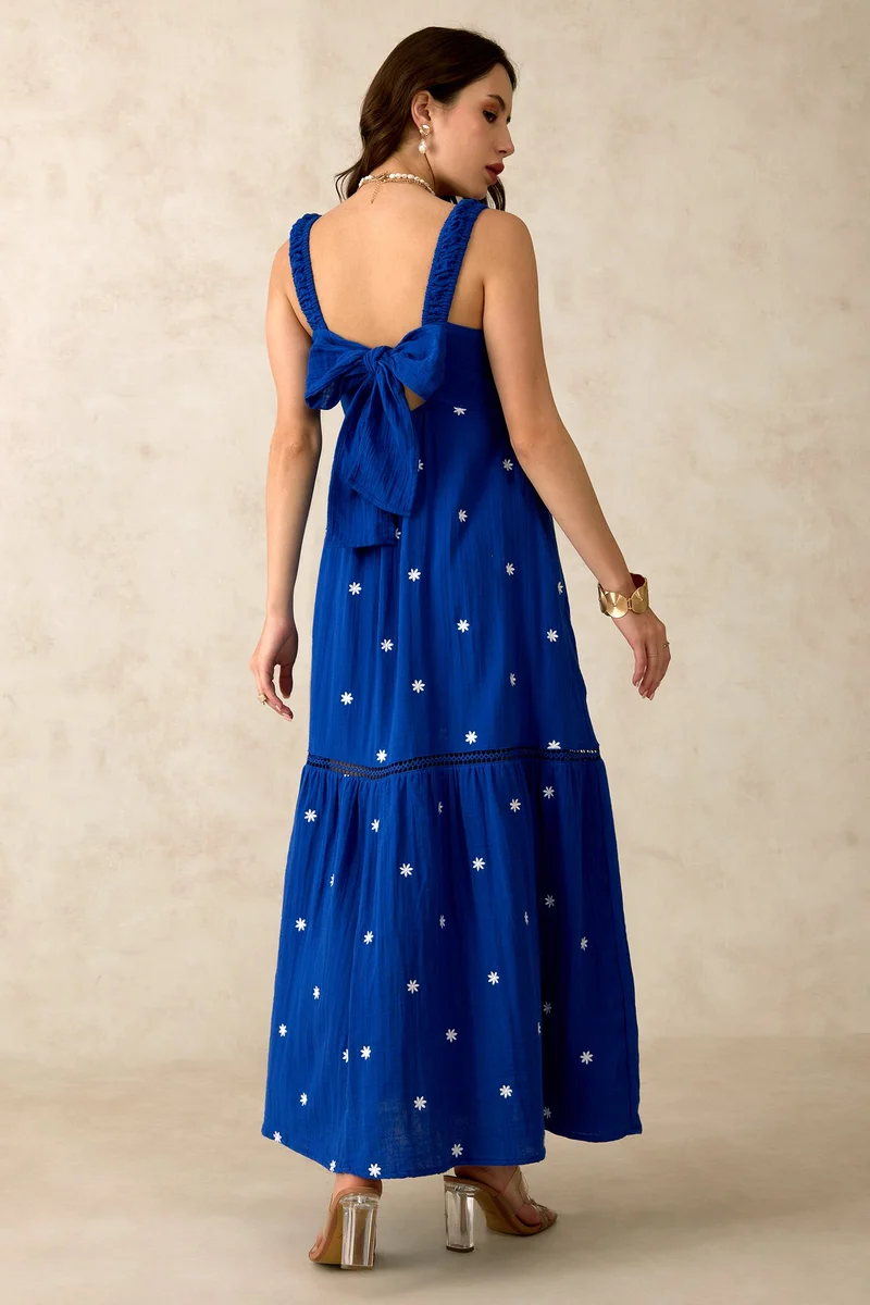 فيرجيو Cotton Maxi Brunchwear Front Open Floral Dresses for Women