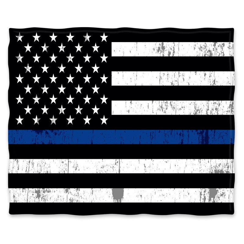 Jekeno Blue Line Police Blanket United States Police Flag Print Gifts for Men Boy Dad Husband Son Adult Home Bedroom Living Room Decor Soft Cozy Lightweight Plush Throw Blankets 50""x60"" - Image 2