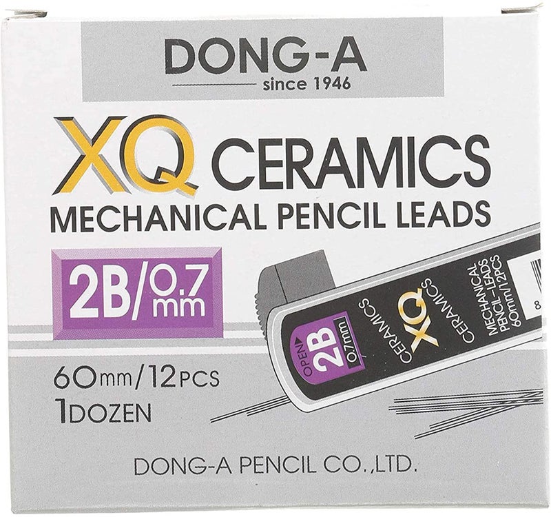 Dong-A XQ 2B Ceramics Mechanical Pencil Leads (0.7 mm)- Set of 12 Pieces