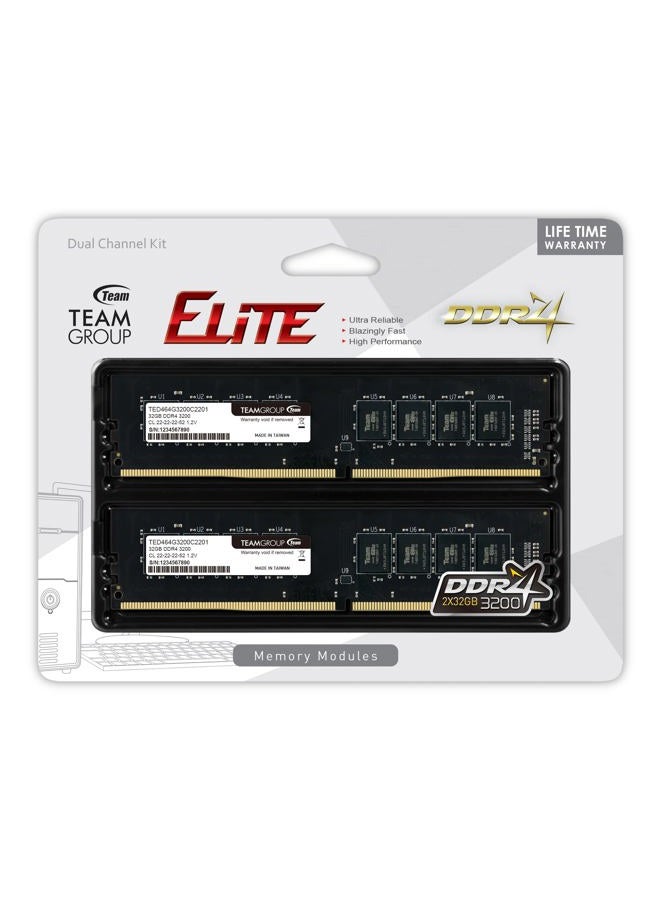 TeamGroup مجموعة Elite DDR4 بسعة 64 جيجابايت (2 x 32 جيجابايت) 3200 ميجاهرتز (PC4-25600) CL22 غير مخزن Non-ECC 1.2 فولت UDIMM 288 دبوس ترقية ذاكرة الكمبيوتر المكتبي - TED464G3200C22DC01 - Image 4