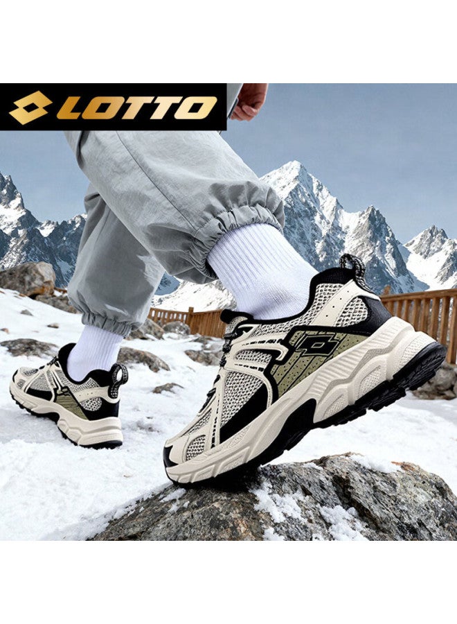 Lotto Men's Winter Fleece-lined Cotton Shoes Outdoor Hiking Trail Running Sneakers 071 Beige Black Size 39 - Image 3