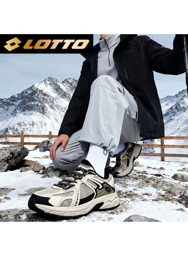 Lotto Men's Winter Fleece-lined Cotton Shoes Outdoor Hiking Trail Running Sneakers 071 Beige Black Size 39 - Image 2