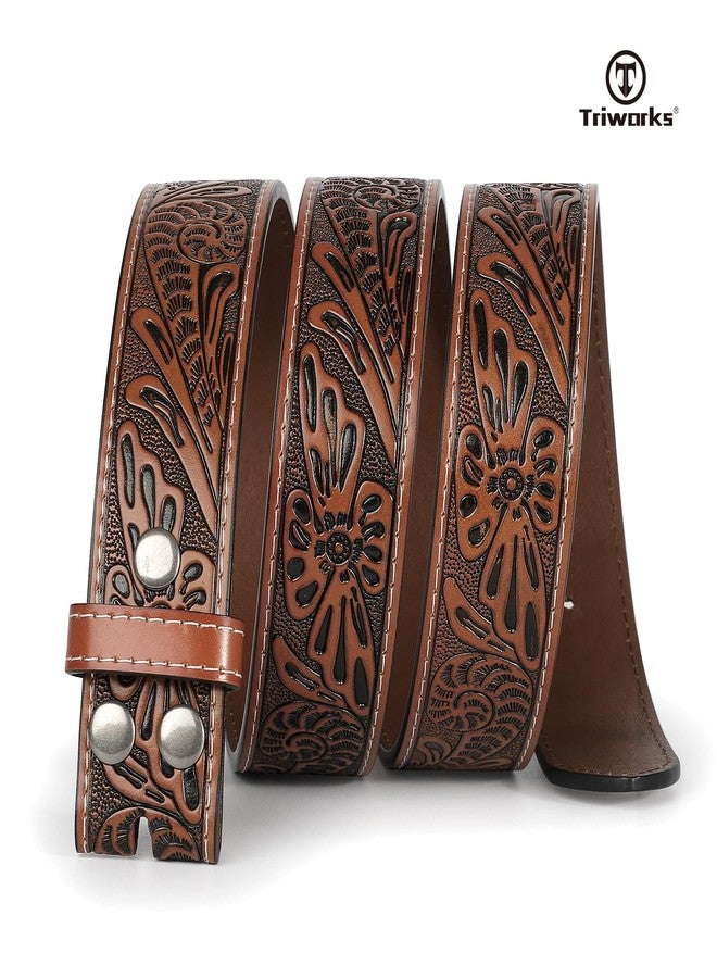 TRIWORKS Western Leather Belt Strap for Men without Buckle Cowboy Cowgirl Belt Strap 1.5" Width - Image 2