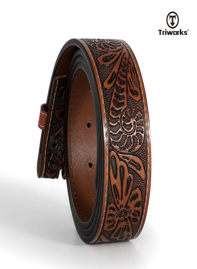 TRIWORKS Western Leather Belt Strap for Men without Buckle Cowboy Cowgirl Belt Strap 1.5" Width - Image 5