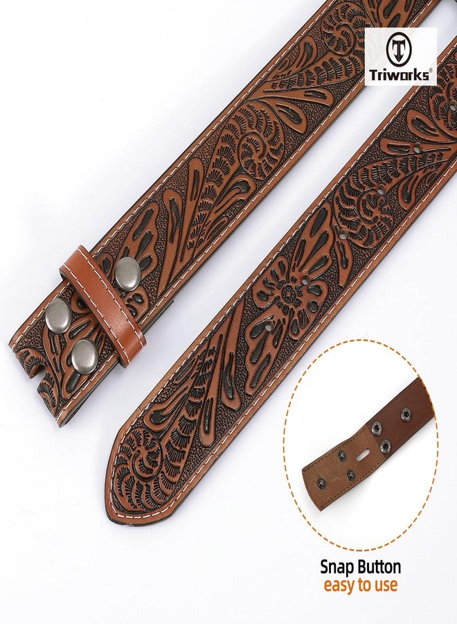 TRIWORKS Western Leather Belt Strap for Men without Buckle Cowboy Cowgirl Belt Strap 1.5" Width - Image 3