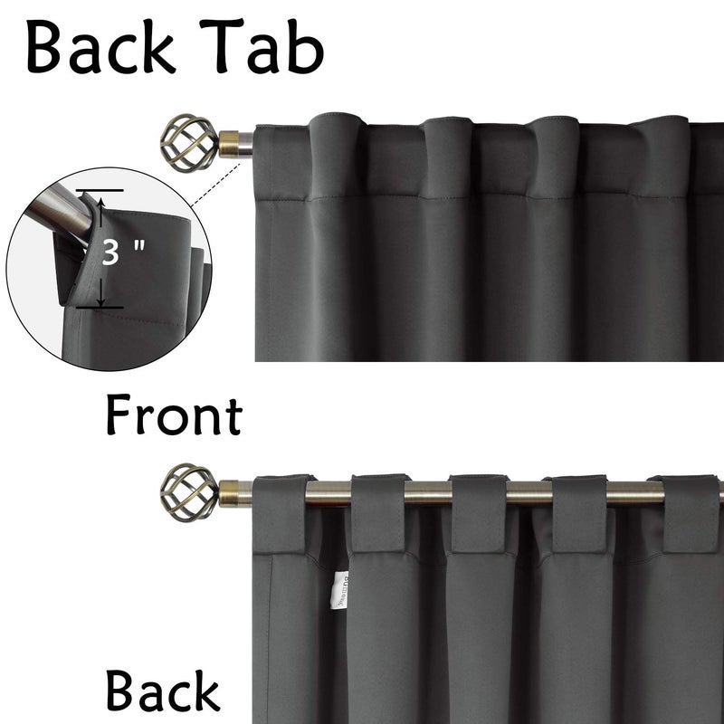 BGment Rod Pocket and Back Tab Blackout Curtains for Bedroom - Thermal Insulated Room Darkening Curtains for Living Room  2 Window Curtain Panels (52 x 90 inch  Dark Grey) - Image 3