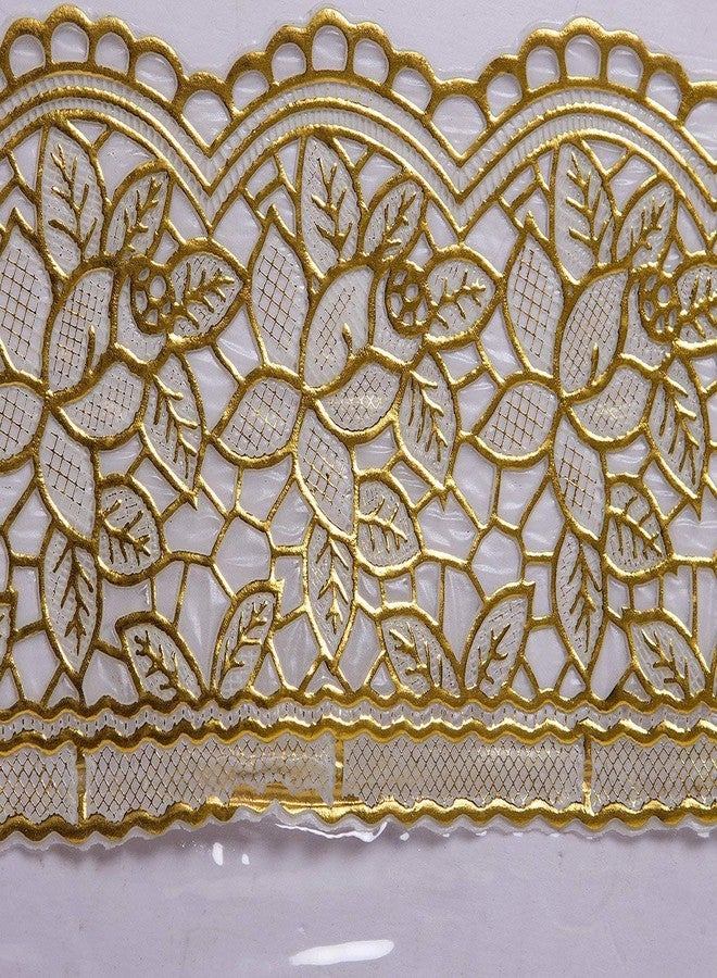 Fancy Walas غطاء طاولة شفاف فاخر عالي السماكة من فانسي والاس، مزين بالدانتيل، سمكه 15 مم، متين ومقاوم للماء، مصنوع من مادة PVC مستطيلة الشكل، يتسع لستة أشخاص (دانتيل ذهبي، 60 × 40 بوصة (مستطيل)) - Image 4