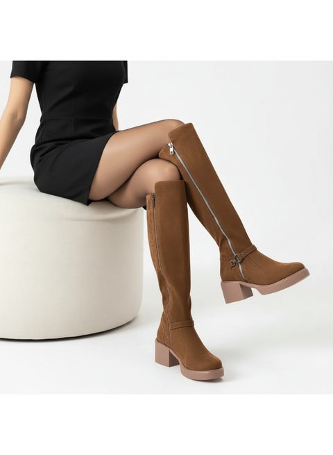 بوت طويل بكعب متوسط من شمواه أنيق LB-42 - هافان