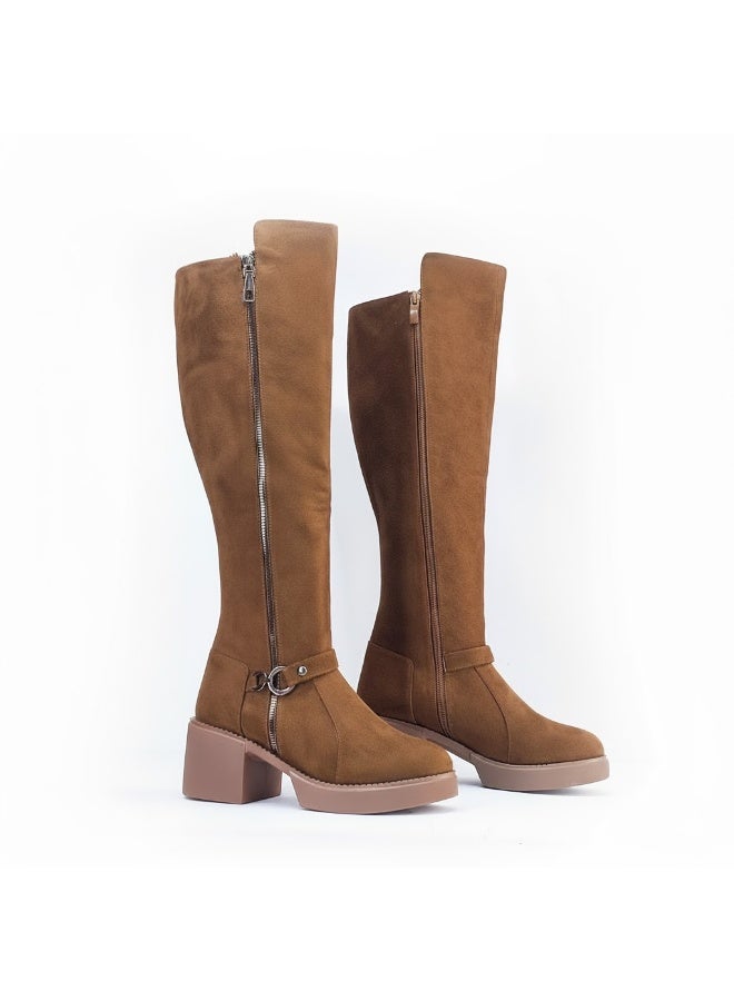 لايف ستيلاش  بوت طويل بكعب متوسط من شمواه أنيق LB-42 - هافان - Image 2