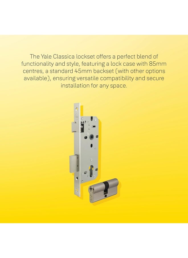 Yale Yale 22-8545-S64-KK-22-11 Mortice Sash Lock Set, 64 mm Size, Silver  - Image 3