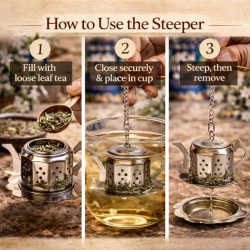 SAN-CHA Sancha Tea Boutique, Tea Pot Shaped Tea Infuser, Perfect Tea Infuser, Stainless Steel, Fine Mesh, Tea Maker, Tea Filter, Tea Infuser for Loose Tea, Rust Proof - Image 3