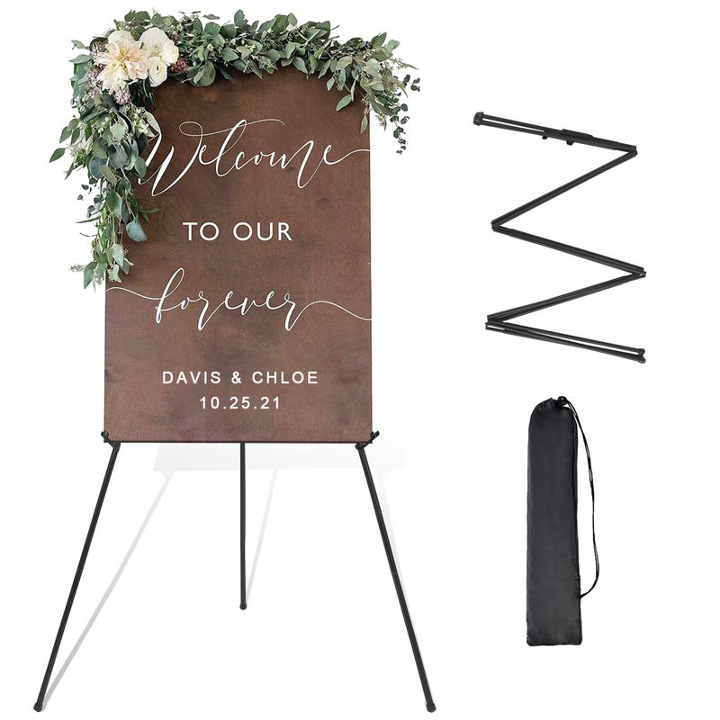 DANMO Easel Stand for Wedding Sign Poster 63 Instant Display Easel for Floor Adjustable Metal Art Easel Black