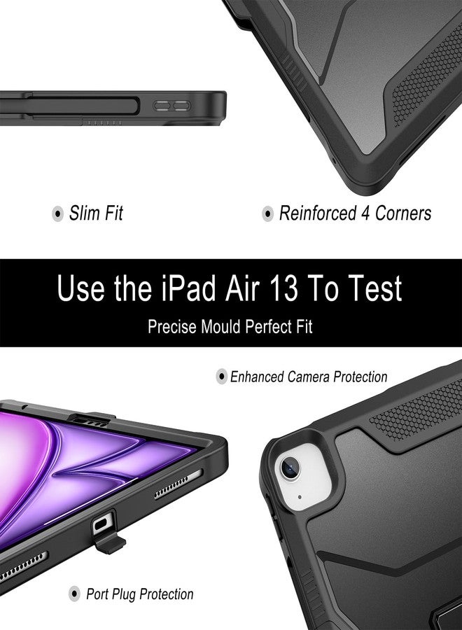 Soke Case for iPad Air 13-Inch (M2) 2024,with Built-in Screen Protector and Kickstand, Rugged Full-Body Heavy Duty Protective Cover for Apple iPad Air 13 - Black - Image 4