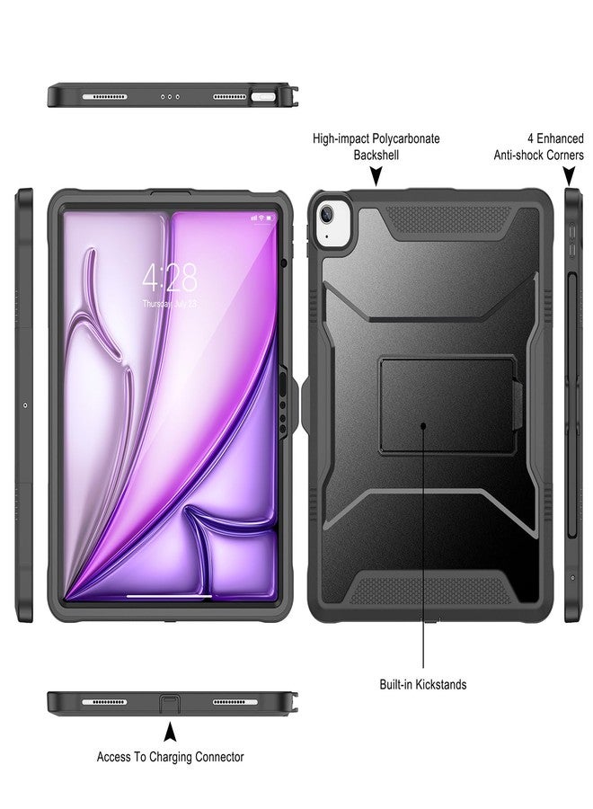 Soke Case for iPad Air 13-Inch (M2) 2024,with Built-in Screen Protector and Kickstand, Rugged Full-Body Heavy Duty Protective Cover for Apple iPad Air 13 - Black - Image 3