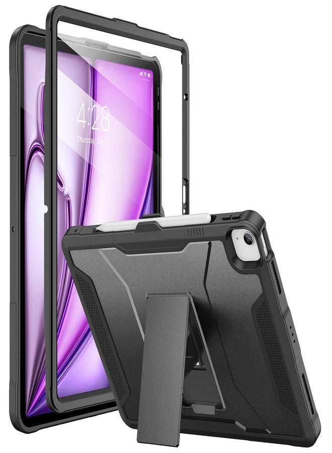 Soke Case for iPad Air 13-Inch (M2) 2024,with Built-in Screen Protector and Kickstand, Rugged Full-Body Heavy Duty Protective Cover for Apple iPad Air 13 - Black - Image 1