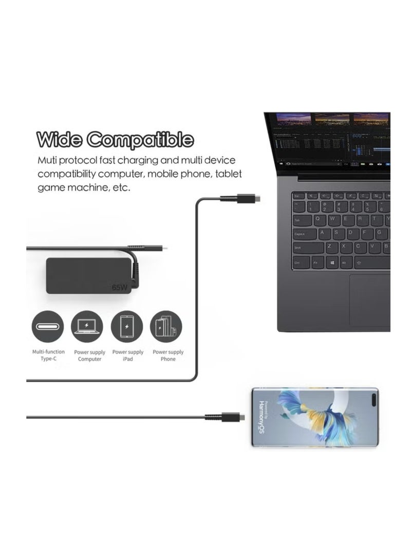 تيك شاحن USB-C 65 وات ليلوفو ديل سامسونج اتش بي كروم بوك نوع C محول التيار المتردد لابتوب USB-C - Image 4