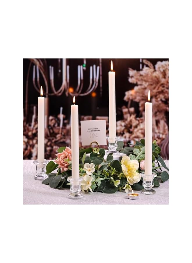 The Bros 6 Pcs Candlestick Holders Set, Clear Glass Crystal Taper Candle Holders, Ideal for Wedding Table Centerpieces and Home Decoration - Image 2