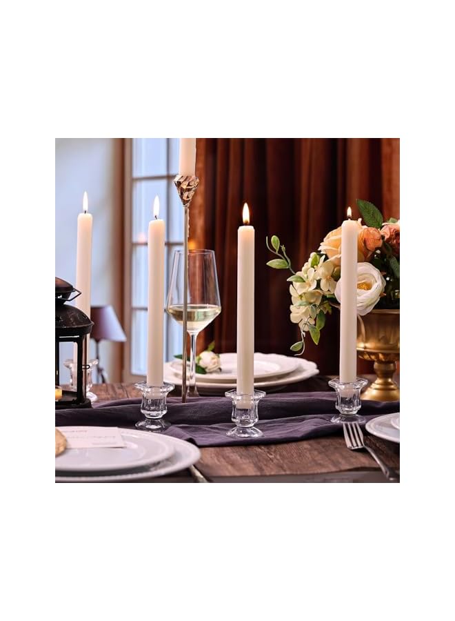 The Bros 6 Pcs Candlestick Holders Set, Clear Glass Crystal Taper Candle Holders, Ideal for Wedding Table Centerpieces and Home Decoration - Image 5