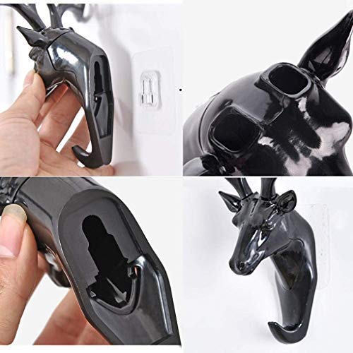 SIYANSHU Deer Head Self Adhesive Wall Door Hook Hanger Hanger Animal Hook Keys Sticky Holder (Color-Black)(1 Piece) - Image 3