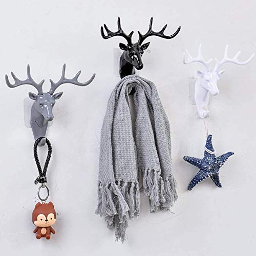 SIYANSHU Deer Head Self Adhesive Wall Door Hook Hanger Hanger Animal Hook Keys Sticky Holder (Color-Black)(1 Piece) - Image 5