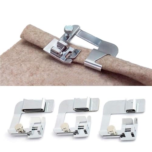 ANYQOO 3 Sizes Rolled Hem Pressure Foot Sewing Machine Presser Foot Hemmer Foot Set (1/2 Inch, 3/4 Inch, 1 Inch) for Singer, Brother, Janome and Other Low Shank Adapter (Rolled Hem Presser Feet) - Image 1