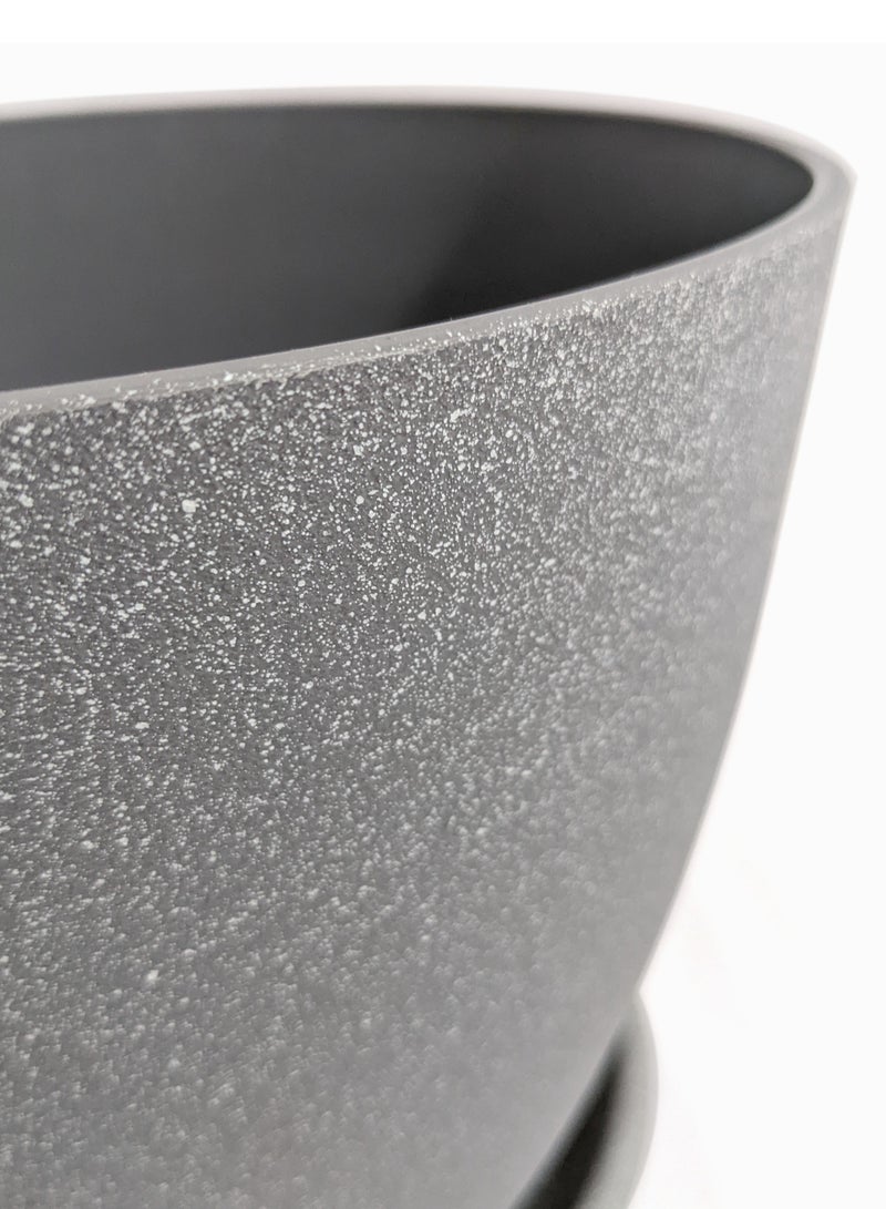 VGROW PRIME Plant Pots, Indoor Planters with Drain Holes and Tray, Large Plastic Flowerpot (9 Inches, Light Grey)  - Image 2